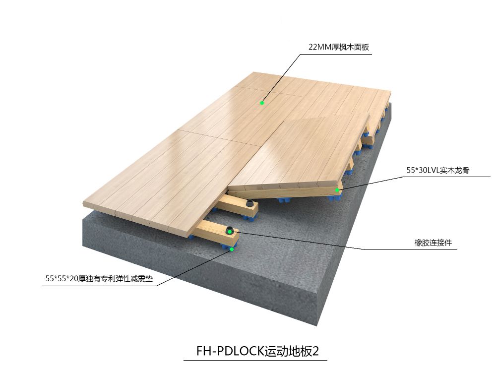 福恒锁扣系列 - 快速拆装运动木地板配图